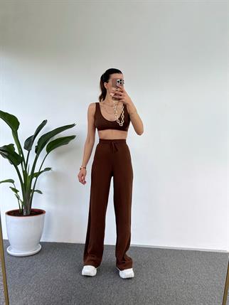 Kahverengi Gofre Pantolon 