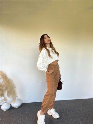 Kahverengi Premium Kargo Denim Pantolon