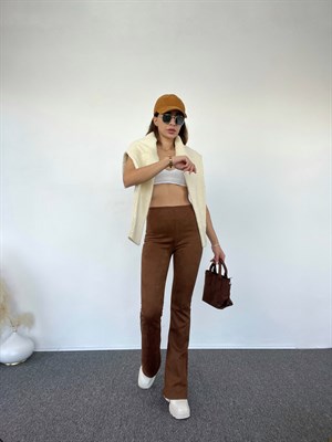 Kahverengi Süet İspanyol Pantolon