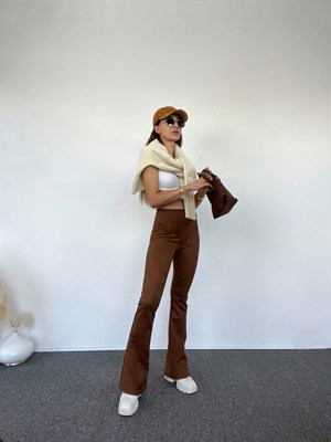 Kahverengi Süet İspanyol Pantolon