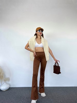 Kahverengi Süet İspanyol Pantolon