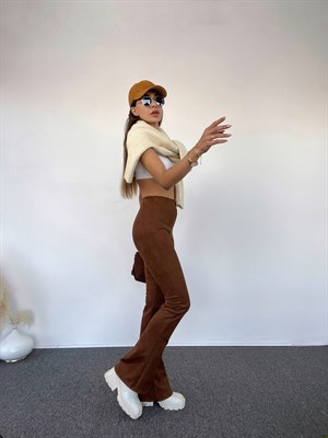 Kahverengi Süet İspanyol Pantolon