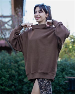 Kahverengi Sweatshirt 3 İplik