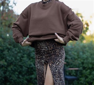 Kahverengi Sweatshirt 3 İplik