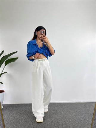 Kaj Beyaz Palazzo Pantolon