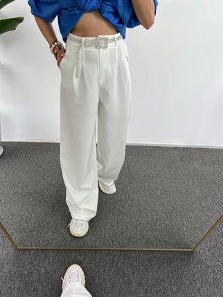 Kaj Beyaz Palazzo Pantolon