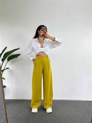 Kaj Yağ Yeşili Palazzo Pantolon