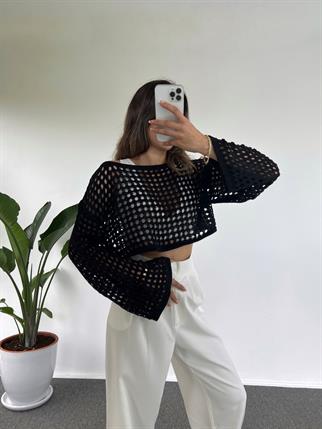 Katarina Siyah Ajurlu Triko