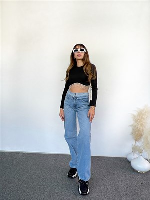 Kemer Detaylı Denim Pantolon