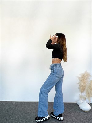 Kemer Detaylı Denim Pantolon