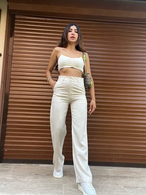 Keten Bej Pantolon