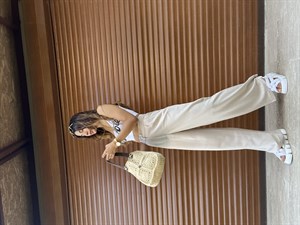 Keten Bej Yüksek Bel Pantolon 