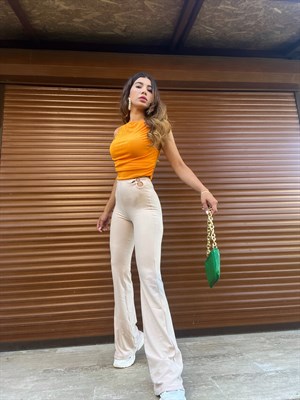 Krem İspanyol Tayt Pantolon