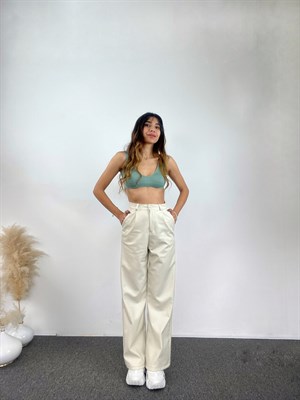 Krem Palazzo Deri Pantolon