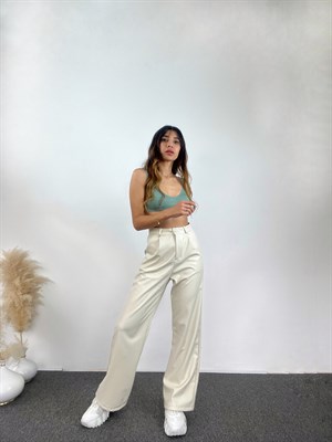 Krem Palazzo Deri Pantolon