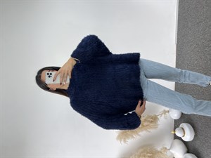 Lacivert Peluş Kazak 