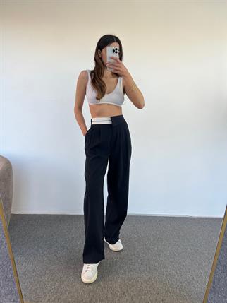 Lacivert Tasarım Kemer Detaylı Pantolon