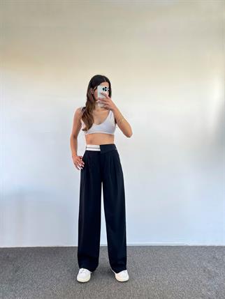 Lacivert Tasarım Kemer Detaylı Pantolon