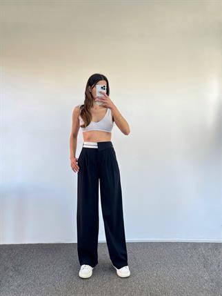 Lacivert Tasarım Kemer Detaylı Pantolon