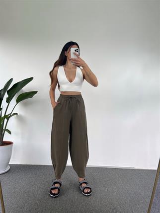 Larin Premium Haki Şalvar Pantolon