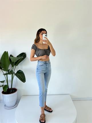 Light Blue Yüksel Bel Slim Fit Jean