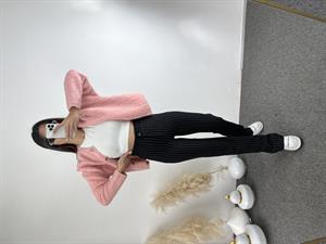 Losna Siyah Çizgili Kumaş Pantolon