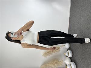 Losna Siyah Çizgili Kumaş Pantolon