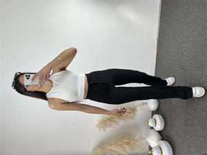 Losna Siyah Çizgili Kumaş Pantolon