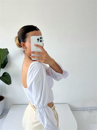Luciano Beyaz Korseli Crop 
