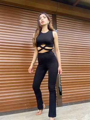 Luzia Siyah Crop Pantolon Takım