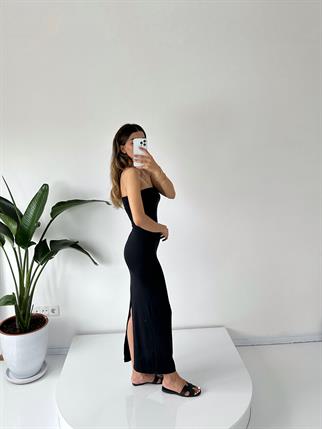 Mary Siyah Straplez Maxi Elbise