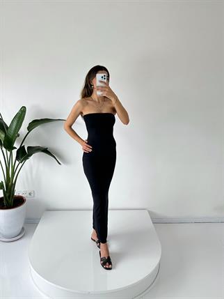 Mary Siyah Straplez Maxi Elbise