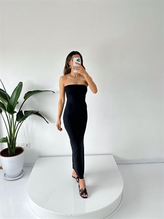 Mary Siyah Straplez Maxi Elbise