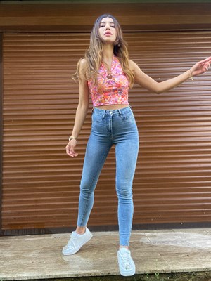 Mavi Likralı Denim Pantolon