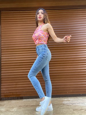 Mavi Likralı Denim Pantolon