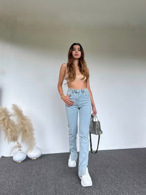 Mavi Yırtmaçlı Jean 