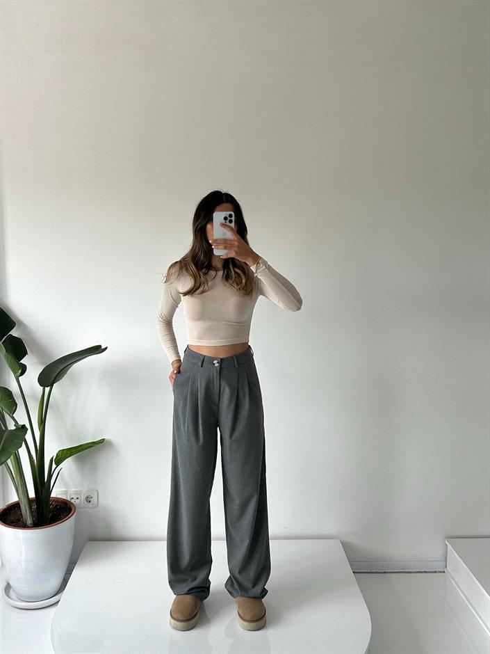 MD Gri Palazzo Pantolon