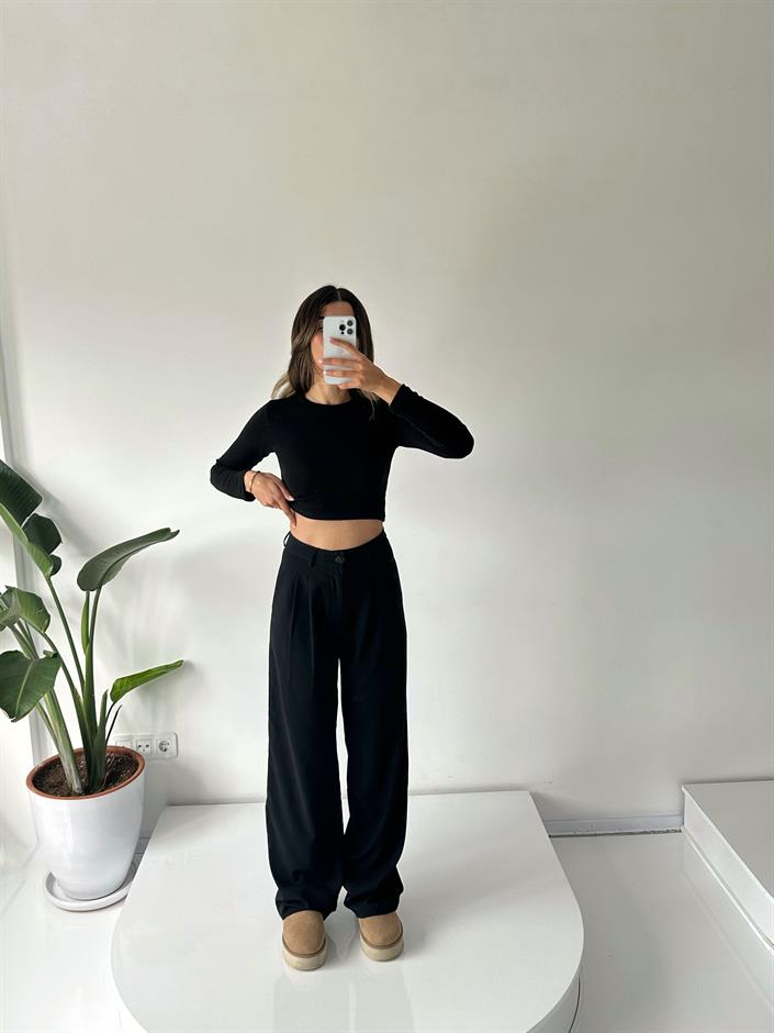 MD Siyah Palazzo Pantolon