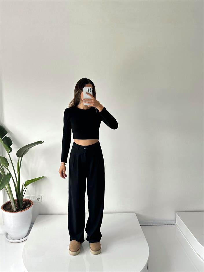 MD Siyah Palazzo Pantolon