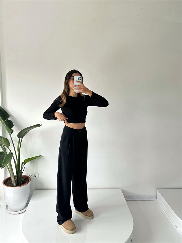 MD Siyah Palazzo Pantolon