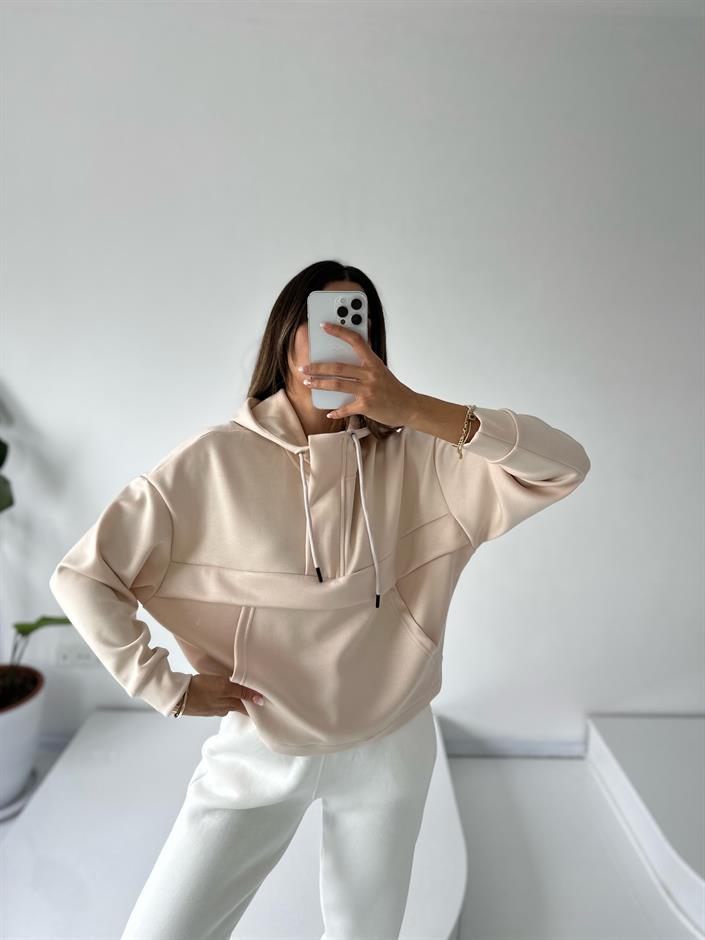 Minsu Bej Oys Kumaş Sweatshirt