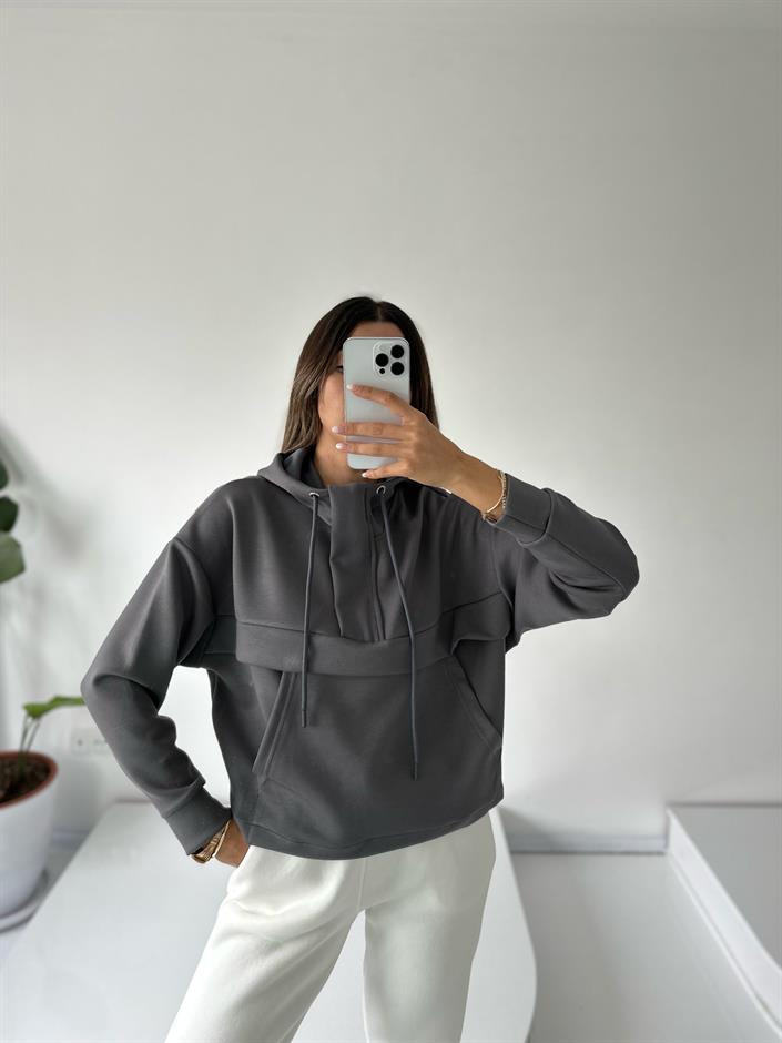 Minsu Gri Oys Kumaş Sweatshirt