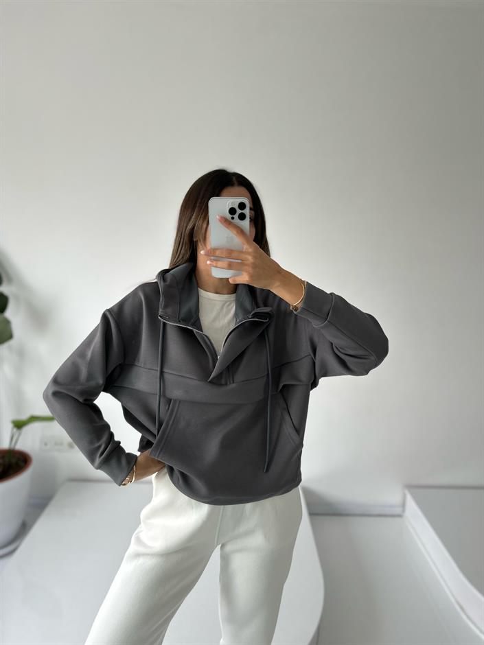 Minsu Gri Oys Kumaş Sweatshirt