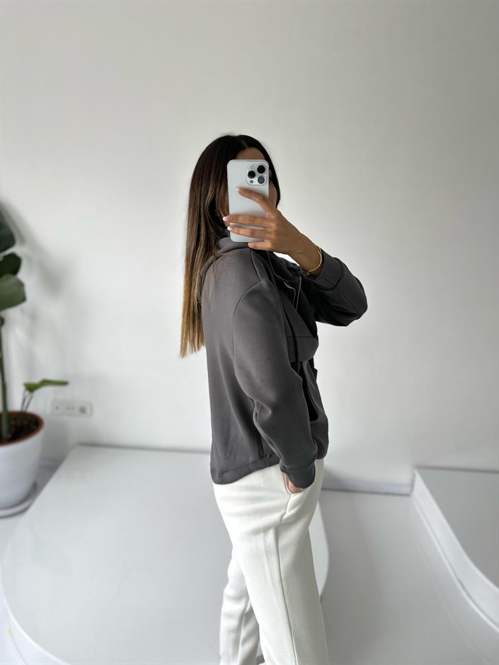 Minsu Gri Oys Kumaş Sweatshirt