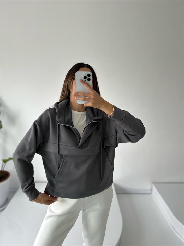 Minsu Gri Oys Kumaş Sweatshirt