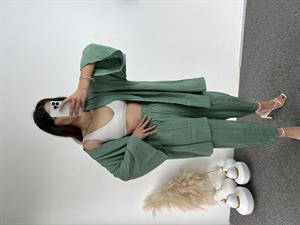 Mint Yeşili Gofre Kimono Takım 