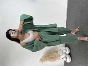Mint Yeşili Gofre Kimono Takım 