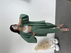 Mint Yeşili Gofre Kimono Takım 