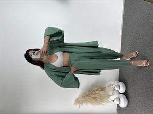 Mint Yeşili Gofre Kimono Takım 
