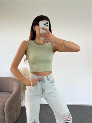 Mint Yeşili Halter Crop 